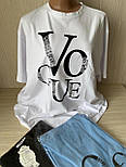 Футболка літня жіноча з написом VOGUE, пряма, оверсайз 50-60, фото 3