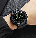 Чоловічий спортивний наручний годинник Skmei 2037 з компасом (Чорний), фото 6