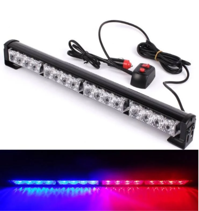 Стробоскоп LED червоно-синій 16 діодів. Балка-мигалка в решітку (Спецсигнал красно-синий) 45см