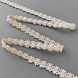 Ажурне натуральне бавовняне (лляне) мереживо бежевого кольору, ширина 1,2 см, фото 3