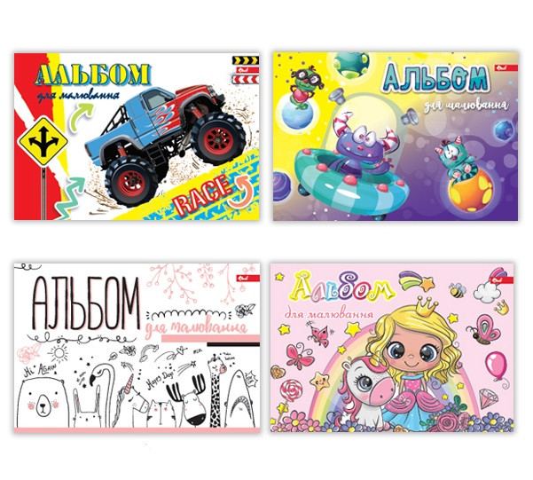 Альбом для малювання А4 40 арк спіраль 100 г/м2 Асорті уні, фото 1
