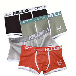 Набір чоловічих трусів боксерів PB-3199 Light gray/Green/Coral/Black з 4 шт 3XL