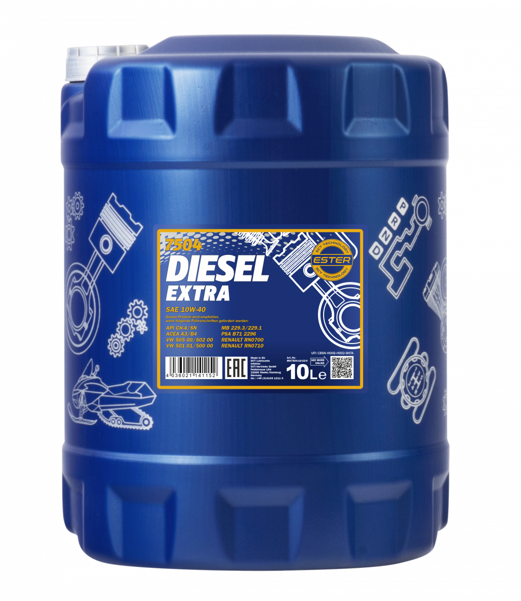 DIESEL Extra SAE10W/40 10 л Олива моторна напівсинтетика Mannol API CG-4/CF/SJ CH-4/SN 7504