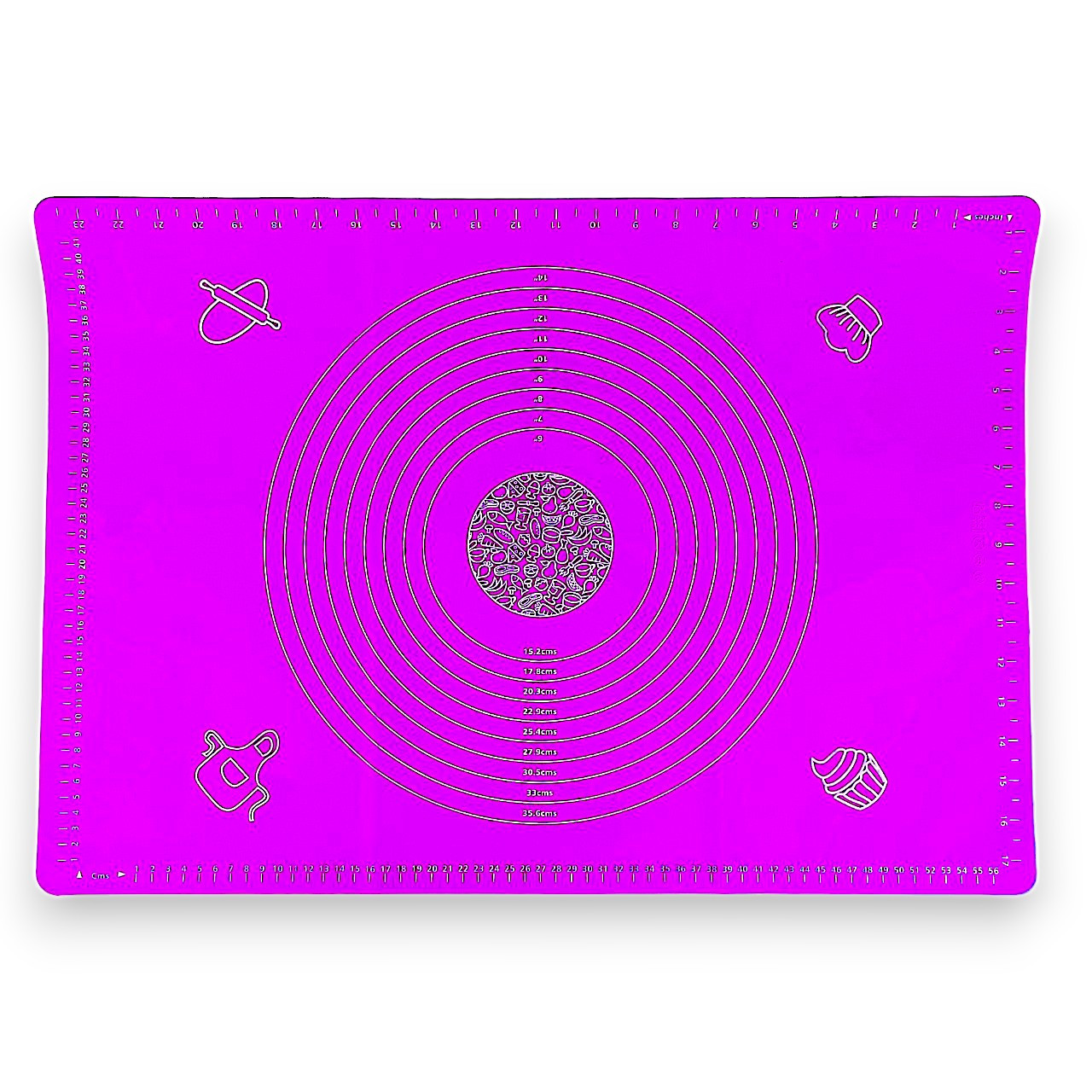 Килимок для розкочування тіста силіконовий 45 х 65 см бузковий, фото 1