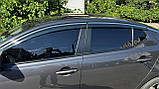Дефлектори вікон з хром молдингом, вітровики Kia Optima K5 2010-2014 (AVTM), фото 3