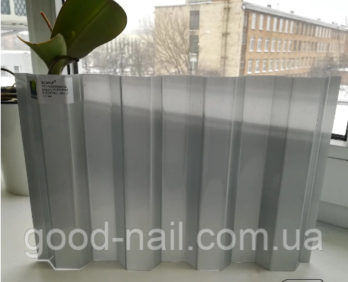 Козирки та навіси з профільного полікарбонату сірого кольору срібло 0.8  мм, фото 1