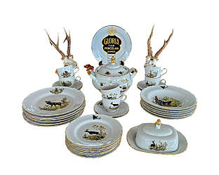 Сервіз обідній Gloria fine porcelain Bavaria Handwork Bayreuth Made in Germany Полювання 32 предм.