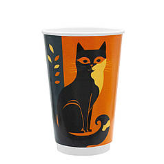Стакан паперовий 500 мл - 450 ЄВРО подвійний 1 упак- 30 шт, Black cat