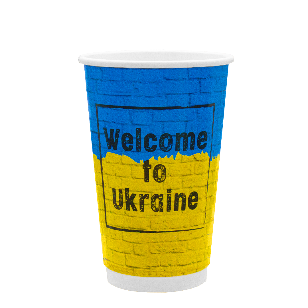 Стакан паперовий 500 мл - 450 ЄВРО подвійний 1 упак- 30 шт, Welcome to UKRAINE
