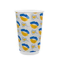 Стакан паперовий 500 мл - 450 ЄВРО подвійний 1 упак- 30 шт, Поцілунок