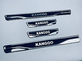 Накладки на пороги для Renault Kangoo 1998-2008 (хром-карбон) TAN24