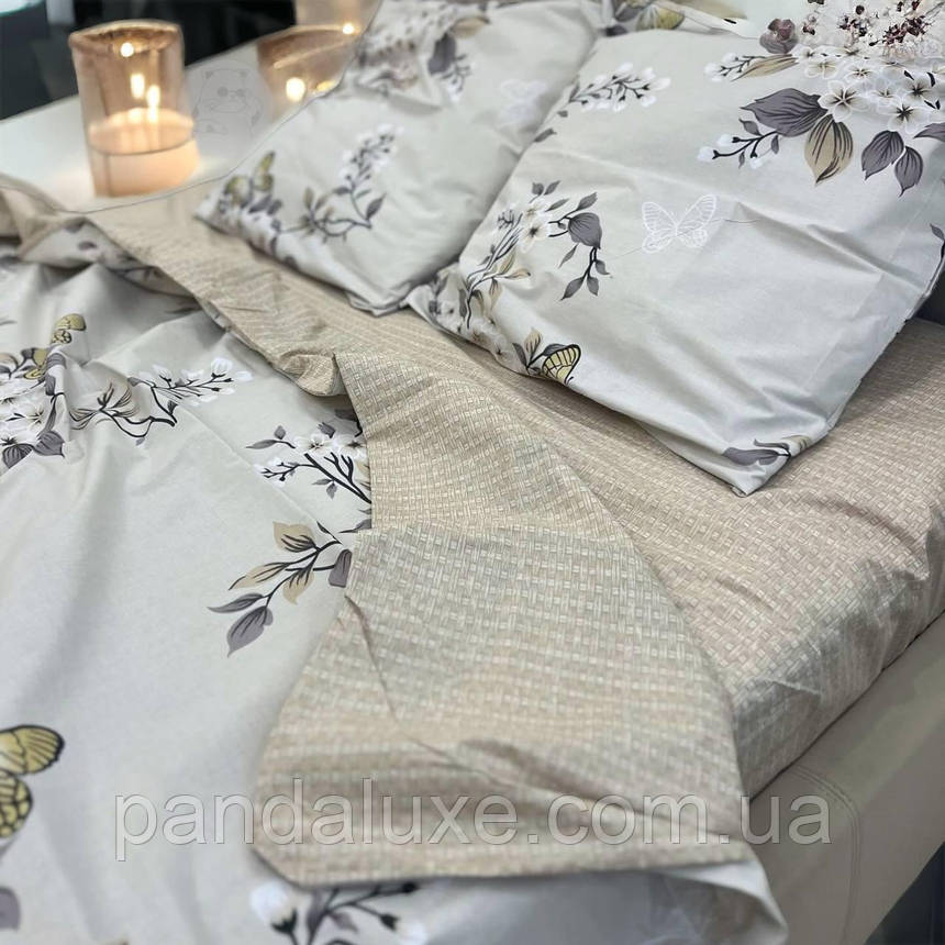 Постільна білизна бавовна бязь голд gold lux комплект Квіти та метелики, фото 1