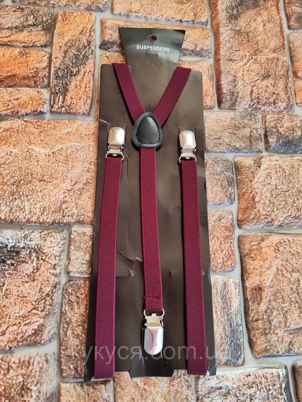 Підліткові підтяжки бордові, фото 1