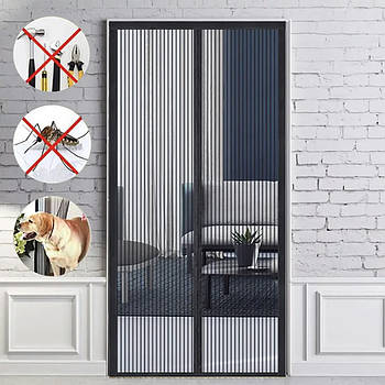 Москітна сітка на двері 210х100см Magic Mesh / Дверна антимоскітна сітка / Магнітна штора від комарів