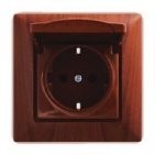 Розетка із заземленням із кришкою черешня