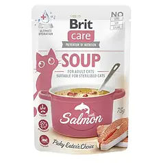 Вологий корм для кішок Brit Care Soup pouch 75 г — лосось (Суп для котів)