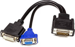 Розгалужувач DVI dual link Splitter cable DVI-I (m) to VGA (F) and DVI-I (F) бу