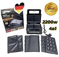 Мультимейкер Вафельница Сэндвичница 4в1 Zepline 2200W Вафельница Орешница Гриль со сменными пластинами ZP-801