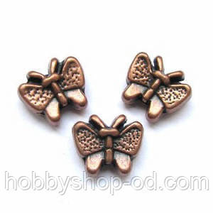 Метал. намистина "метелик" мідь (1,1 х 1 см) 12 шт. в уп., фото 1
