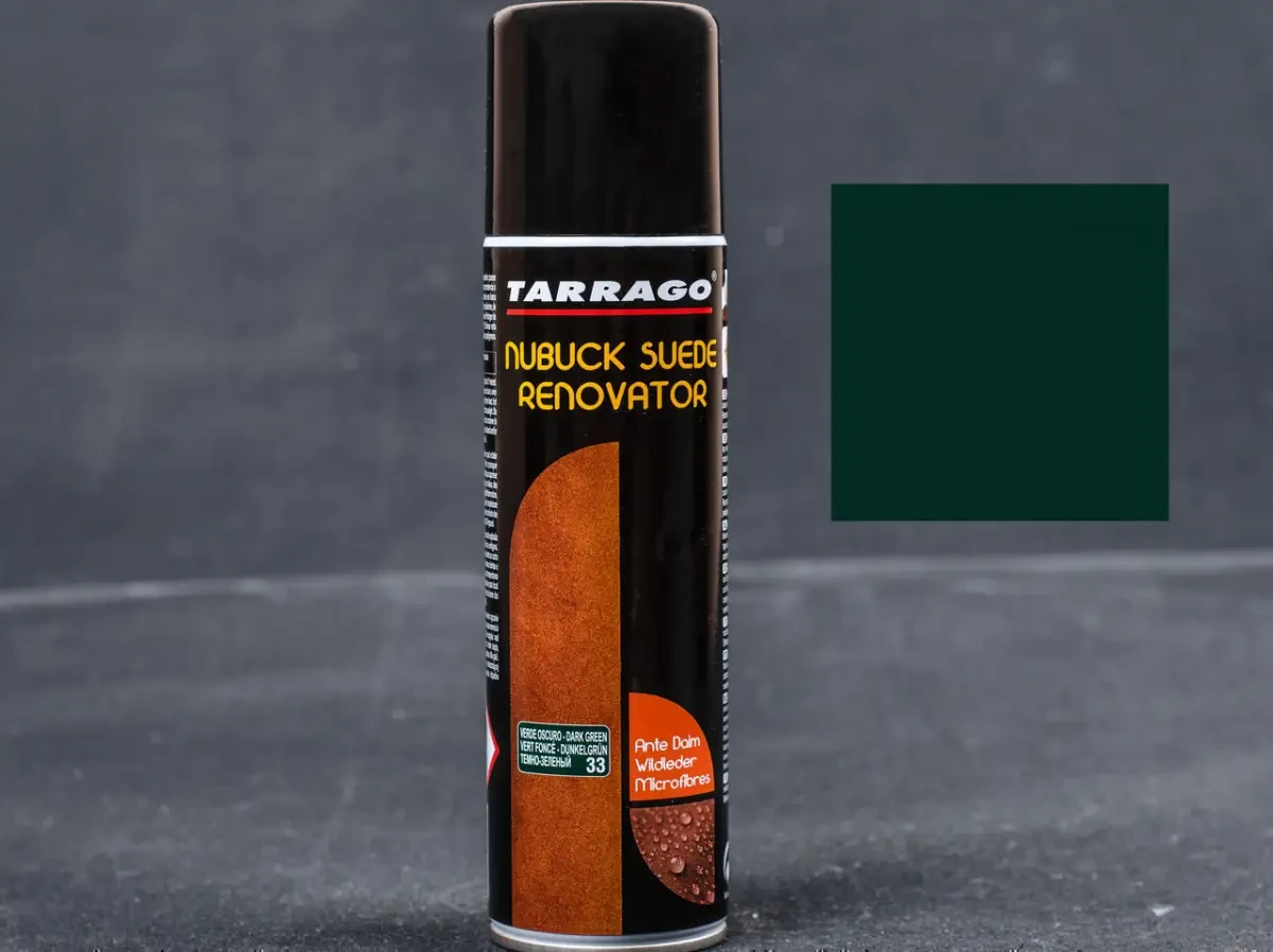 Відновлююча аерозоль-фарба темно-зелена Tarrago Nubuck Suede Renovator, 250 мл, (33)