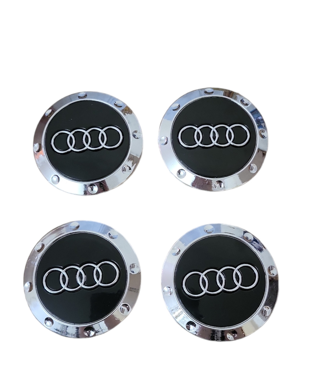 Наліпки на ковпачки, наліпки на диски пластик Audi Ауді 60 мм чорні 4 шт
