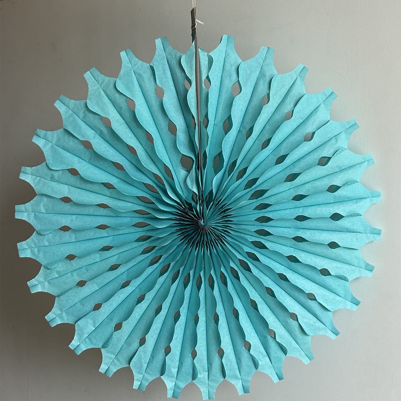 Віяло паперове декоративне 12 см тіфані блакитний, фото 1