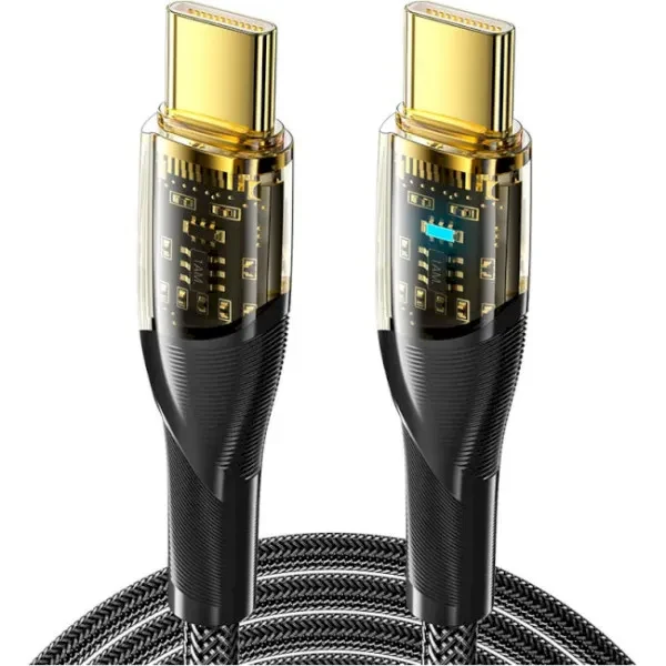Дата-кабель Essager Interstellar Transparent Design Charging (EXCTT1-XJA01-P) Type-C (тато) - Type-C (тато) 2m Black