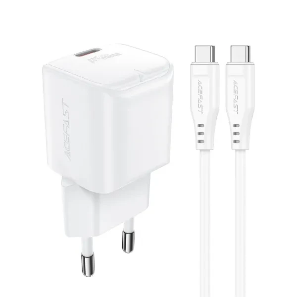 Мережевий зарядний пристрій для телефона Acefast A73 mini PD20W GaN single USB-C charger set (C3-03) White