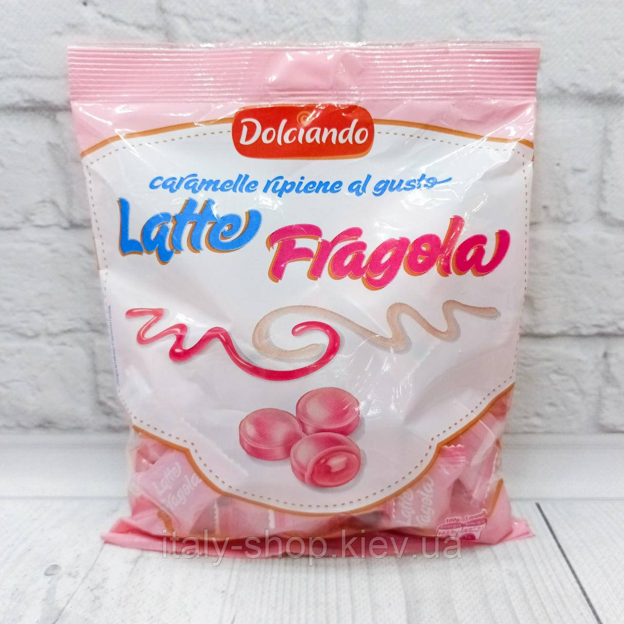 Карамель Dolciando Latte Fragola зі смаком молока та полуниці 300г, Італія