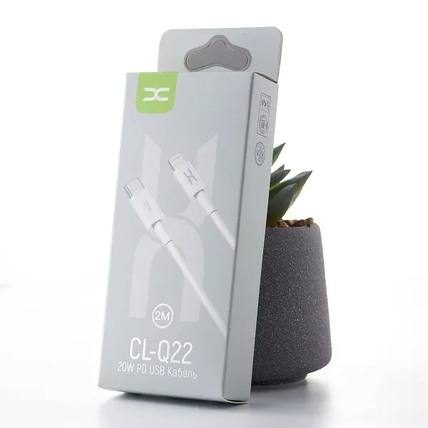 Дата-кабель DC (CL-Q22) Type-C (тато) - Lightning (тато) 2м White