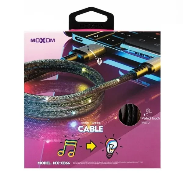 Дата-кабель MOXOM (MX-CB66) USB (тато) - Lightning (тато) 1м Black