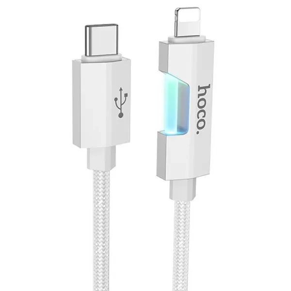 Дата-кабель Hoco U123 Regent colorful 27W Type-C (тато) - Lightning (тато) 1.2m Gray