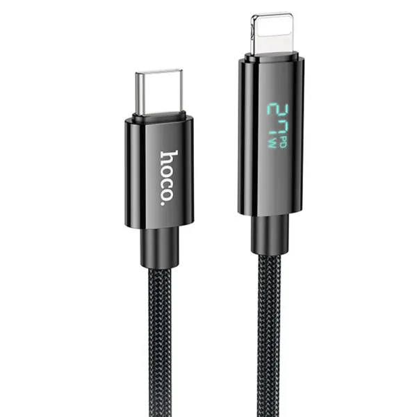 Дата-кабель Hoco U125 Benefit 27W Type-C (тато) - Lightning (тато) 1.2m Black