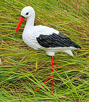 Садова фігура Лелека малий №6 на металевих лапах, садові фігури лелеки, лелеки садові,  садово паркові скульптури лелеки, лелеки