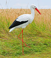 Садова фігура Лелека великий №5 на металевих лапах (115х23х60 см) лелека в сад, садово паркові скульптури лелеки