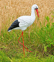 Садова фігура Лелека великий №6 на металевих лапах, лелека для саду, лелека в сад, садово паркові скульптури лелеки