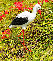 Фігура Лелека малий №4 на металевих лапах (50х10х25 см), лелека в сад, садово паркові скульптури лелеки