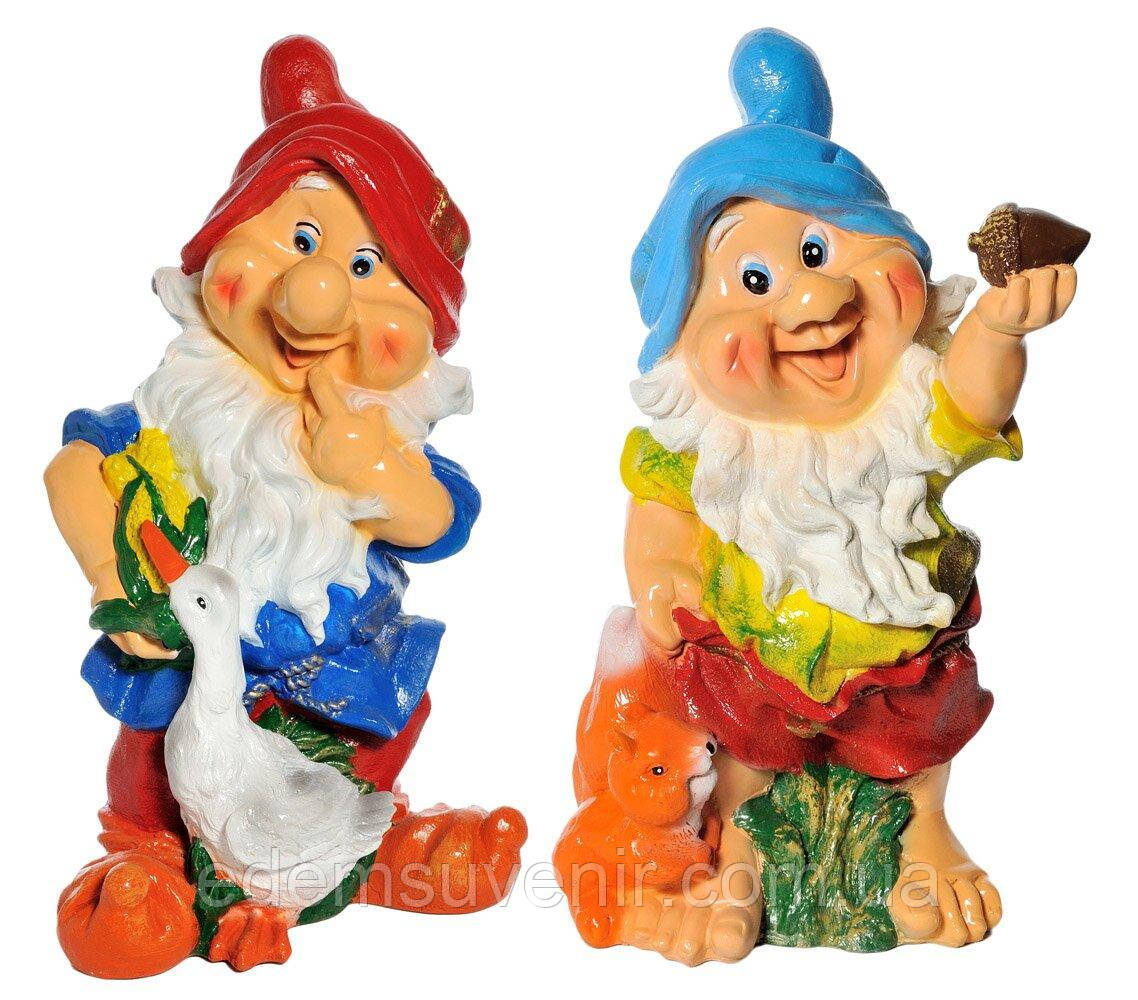 Садова фігура Гном з гусаком і Гном з білкою середні