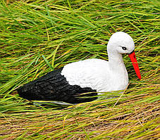 Садова фігура Лелека №2 для гнізда малий (19х11х30 см), лелека для саду, лелека із полістоуну