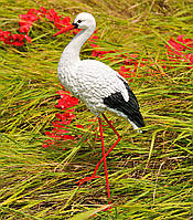 Садова фігура Лелека малий №1 на металевих лапах (55х10х25 см), фігурка лелеки,  садово паркові скульптури лелеки