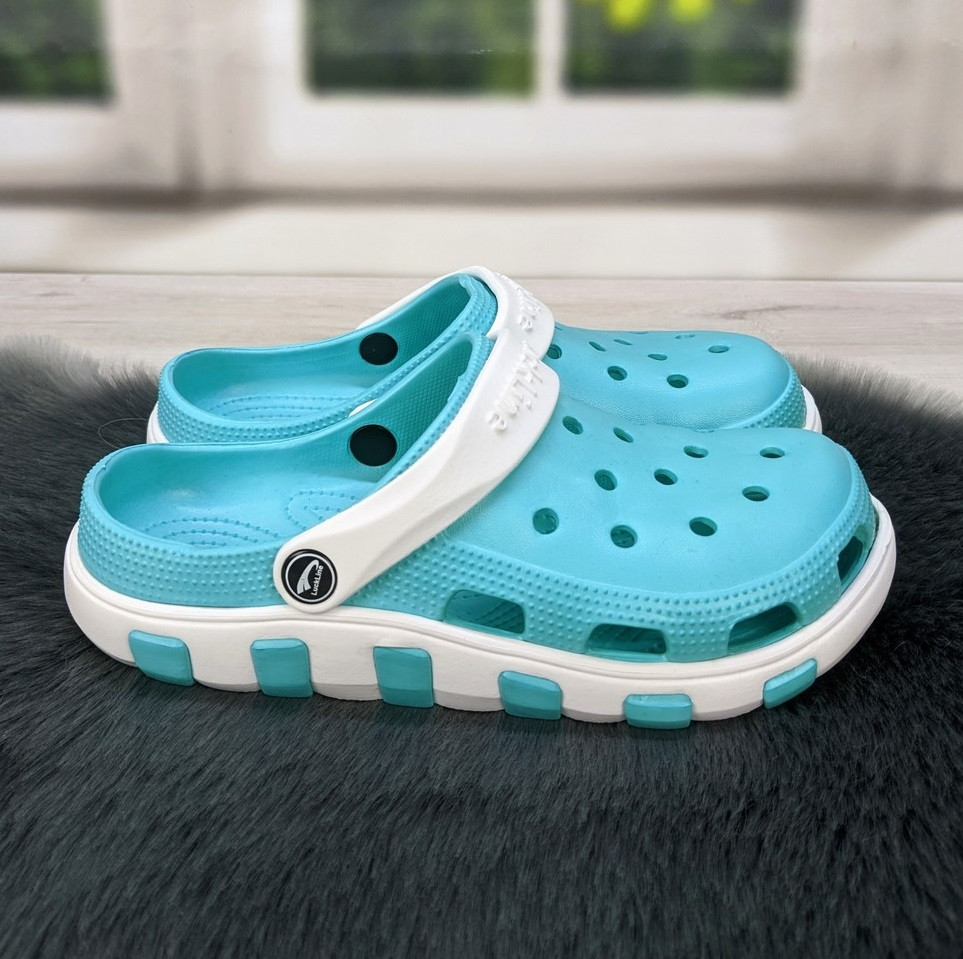 Сабо крокси жіночі білі бірюзові 2541