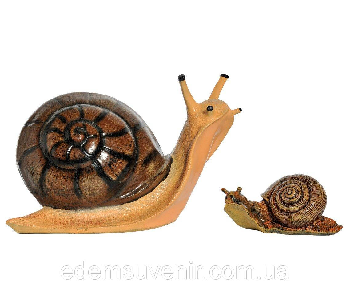 Садова фігура Равлик (25х20х39 см) і Равлик малий (14х11х20 см), фігури садові, фігури для саду, садові статуетки, садові фігури з