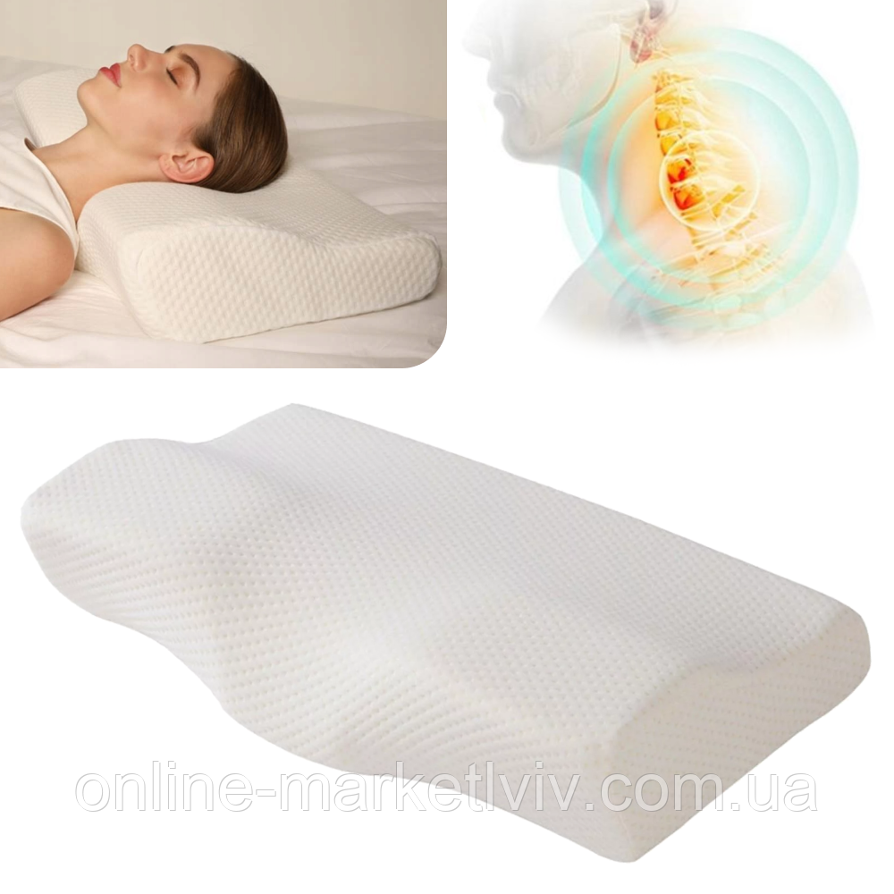 Ортопедична подушка з ефектом пам'яті 50х10х30см, TV50092 + З'ємний чохол / Анатомічна подушка з пам'яттю, фото 1