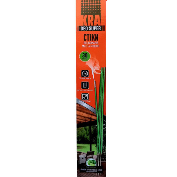 Ароматні стики від комарів та інших комах KRA Deo Super, 30 шт
