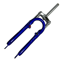 Вилка 26" без різьби під V-brake та disk brake 1-1/8" металева корона Синій