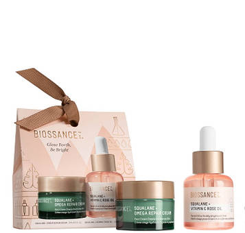 Набір Biossance для догляду за обличчям (рожева олія з вітаміном С 15 мл, крем для обличчя Omega Repair Cream 15 мл)