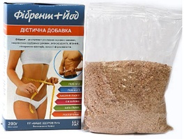 Клітковина "Фібрент+Йод" 200 г. При інтоксикаціях різного походження свіжі терміни