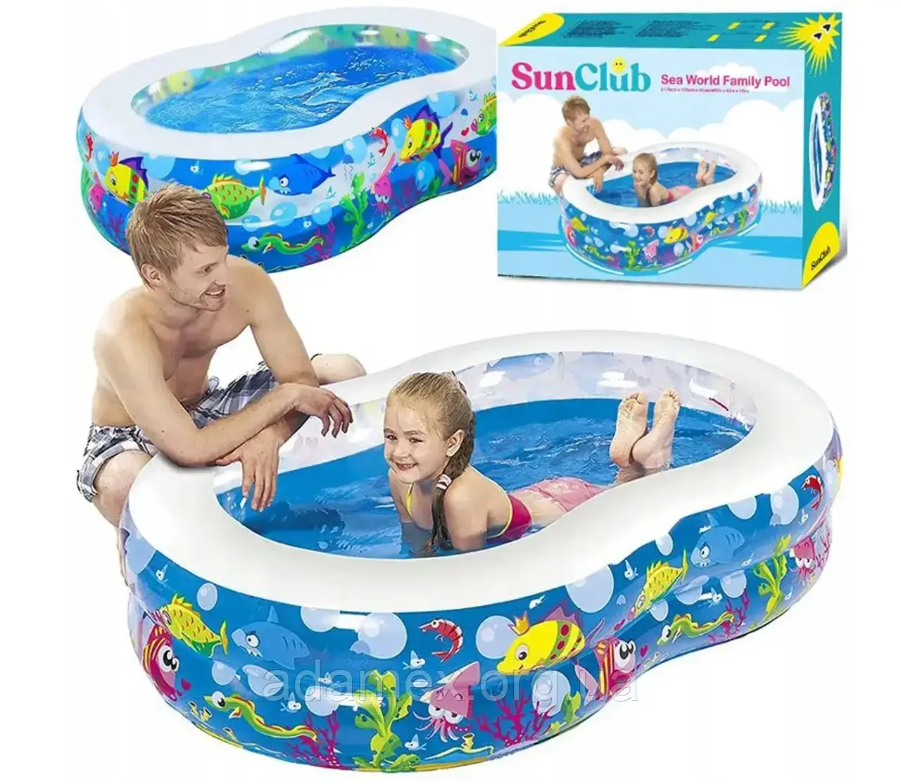 Прямокутний надувний басейн  175x109х46 см SunClub