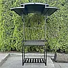 Стаціонарний кований мангал MTLZ із дахом 4 мм на 12 шампурів переносний із ручками на дровниці, фото 2