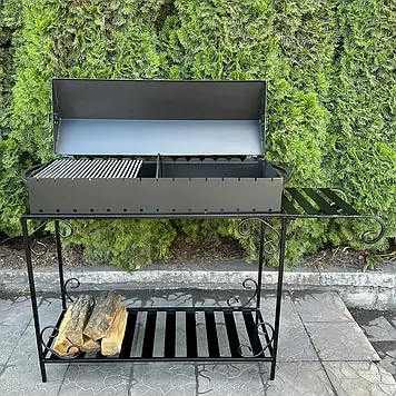 Мангал-барбекю MTLZ з дровницею на 15 шампурів 4мм